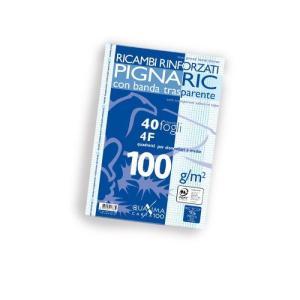Ricambi rinforzati con banda trasparente a4 confezione da 40 fogli 100 gr./mq quadretti 4 mm con margine (4f)
