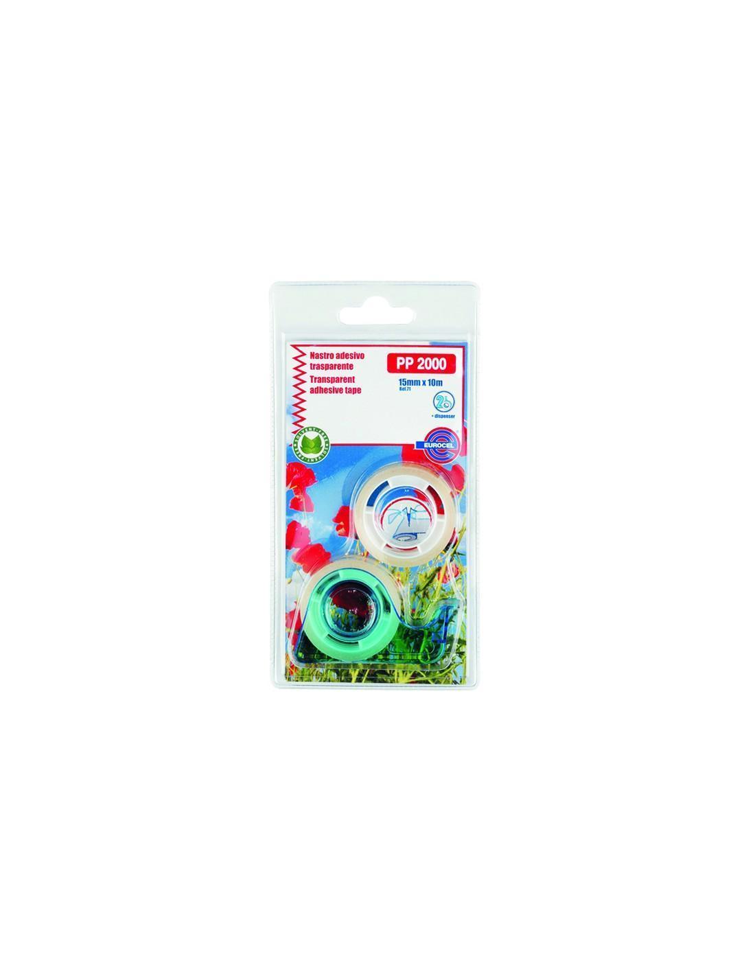 eurocel eurocel nastro adesivo trasparente dimensioni mm 15 x 10 mt con chiocciola in blister da 2 pz - foto 1