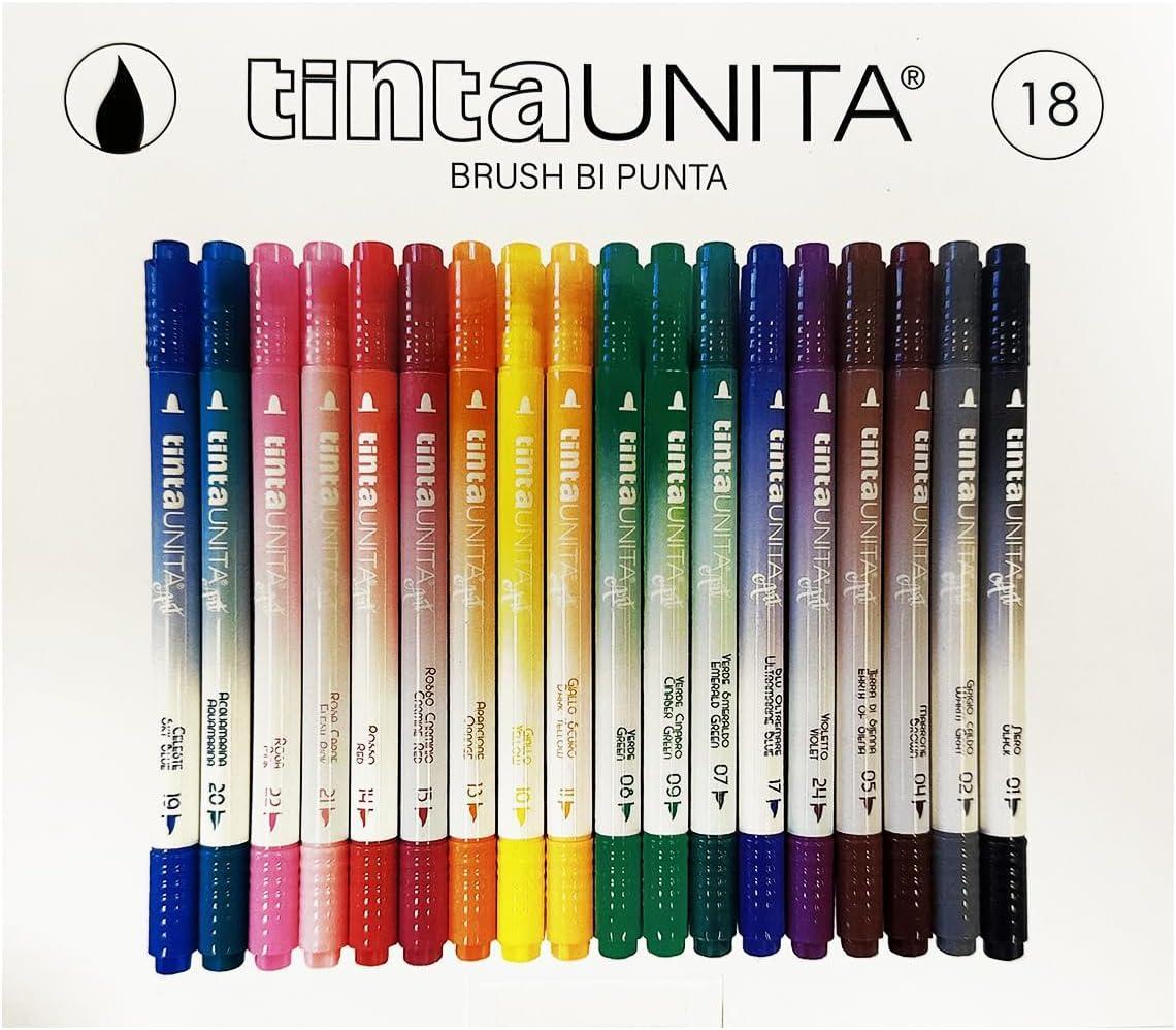tinta unita tinta unita pennarello brush bipunta con da 18 colori - foto 1