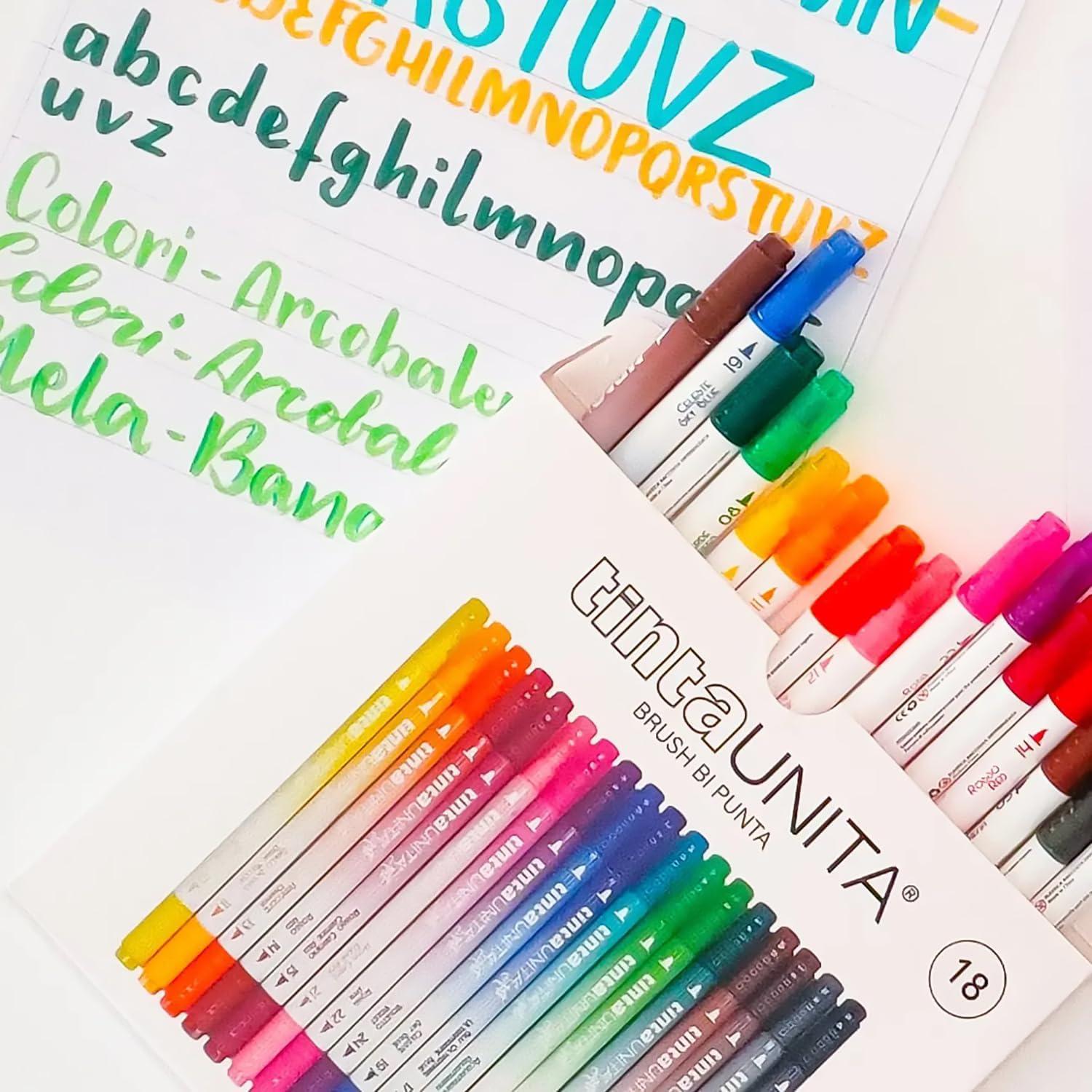 tinta unita tinta unita pennarello brush bipunta con da 18 colori - foto 2
