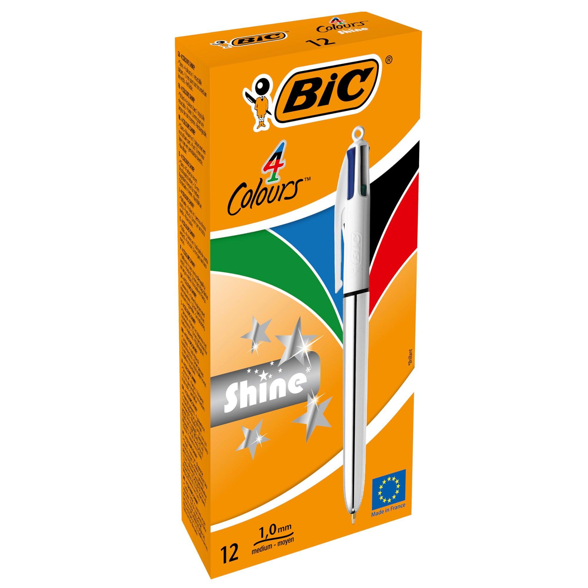 bic bic 4 colours shine penna 4 colori fusto metallizzato conf. 12 pezzi - foto 1