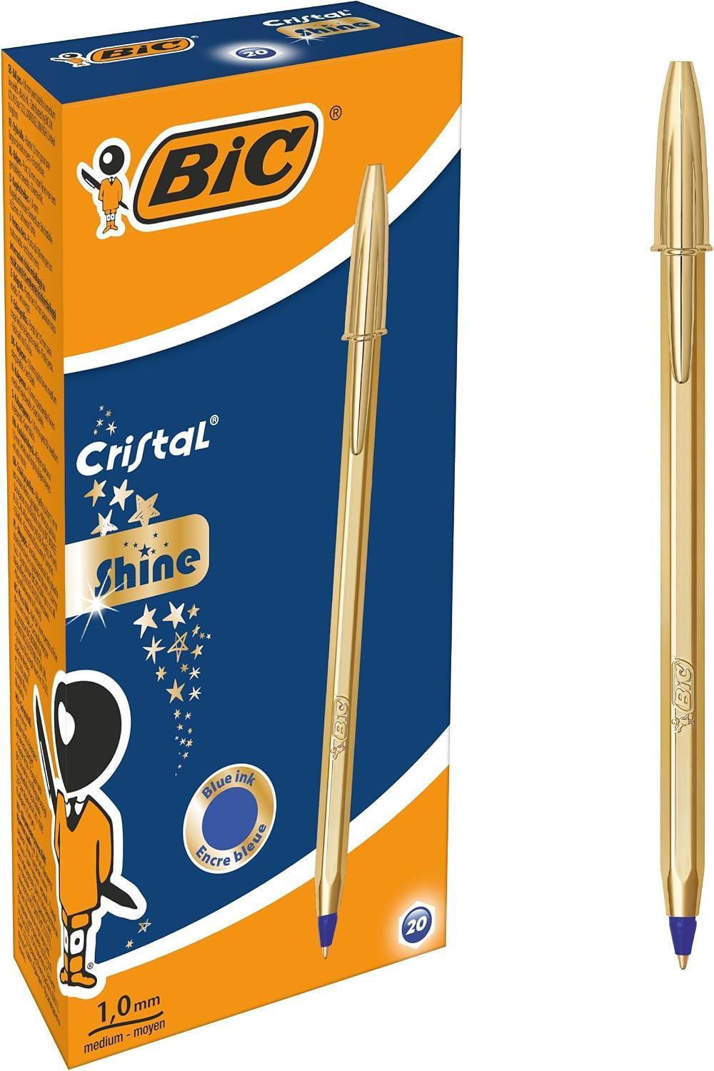 bic bic cristal shine oro penna a sfera blu 1 mm confezione da 20 pezzi - foto 1 bic bic cristal shine oro penna a sfera blu 1 mm confezione da 20 pezzi - foto 1