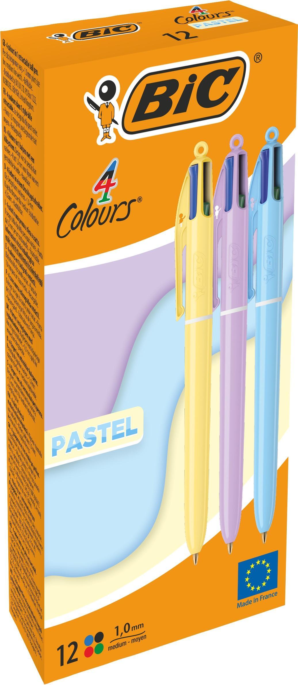 bic bic 4 colours pastel penna 4 colori punta 10 mm confezione da 12 pz - foto 1