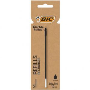 Cristal re'new refill penna a sfera nero confezione da 3 pezzi