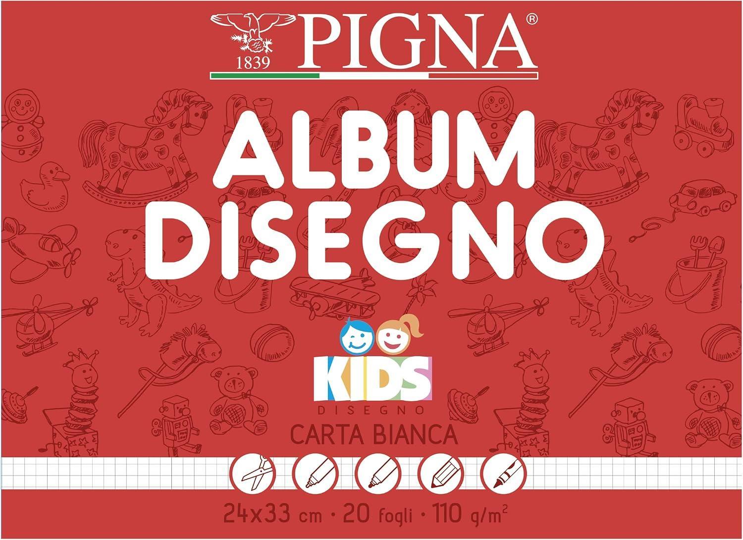pigna pigna album da disegno kids quadretti 1cm 24x33cm 20fg 110gr - foto 1