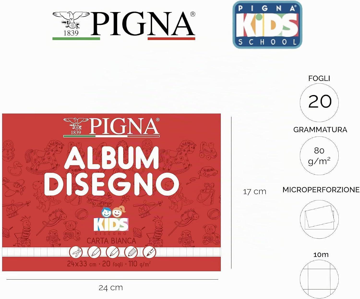 pigna pigna album da disegno kids quadretti 1cm 24x33cm 20fg 110gr - foto 2